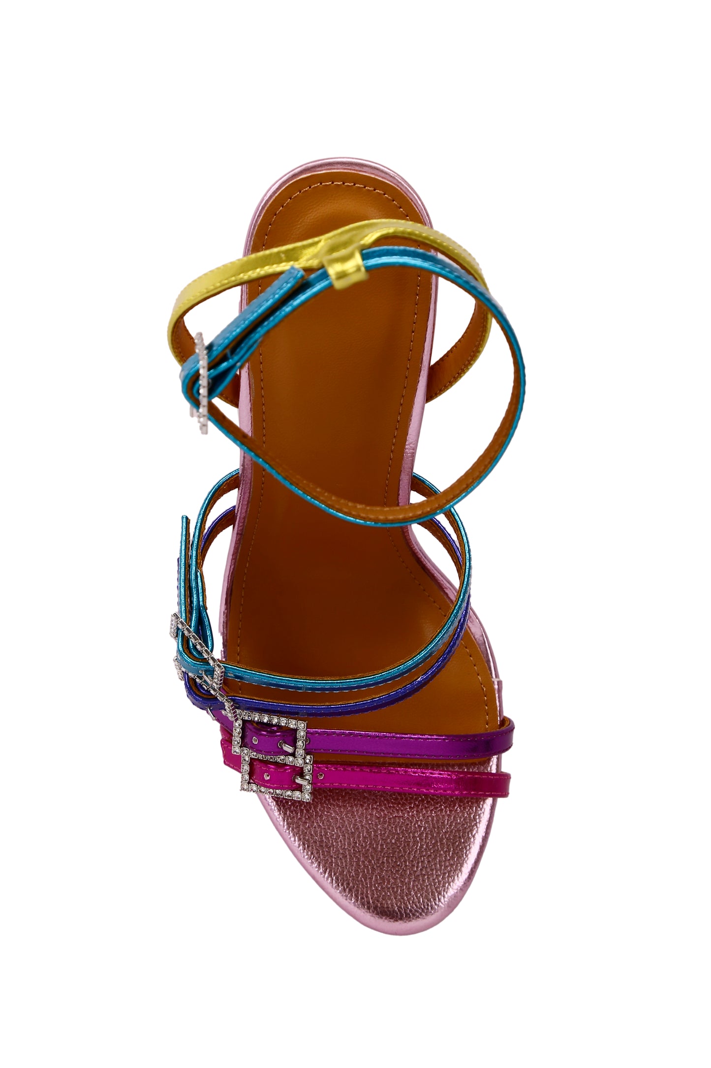High heels, multi-colored sandals