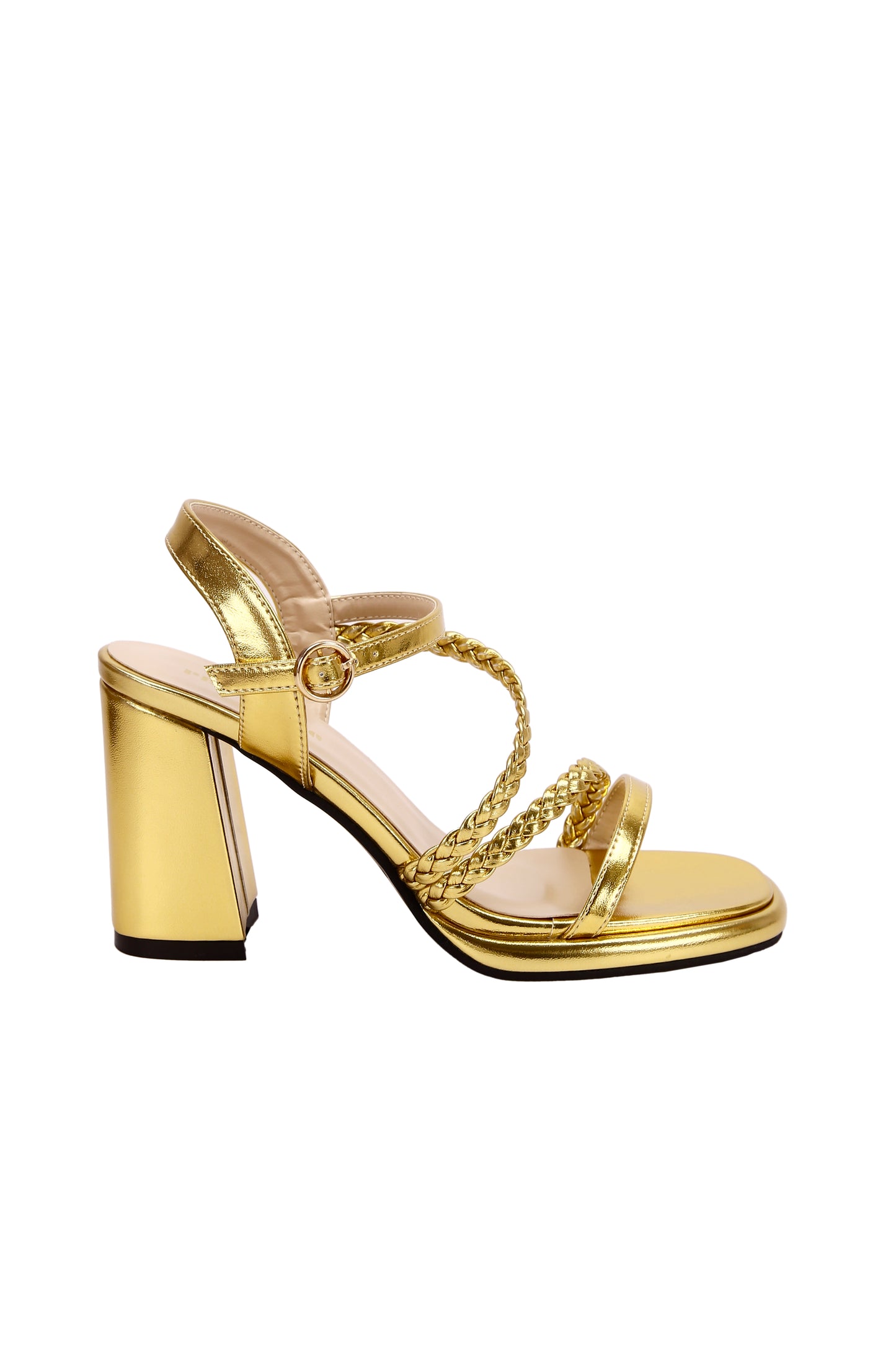 Steven Women's Gold Sandal with Block Heel