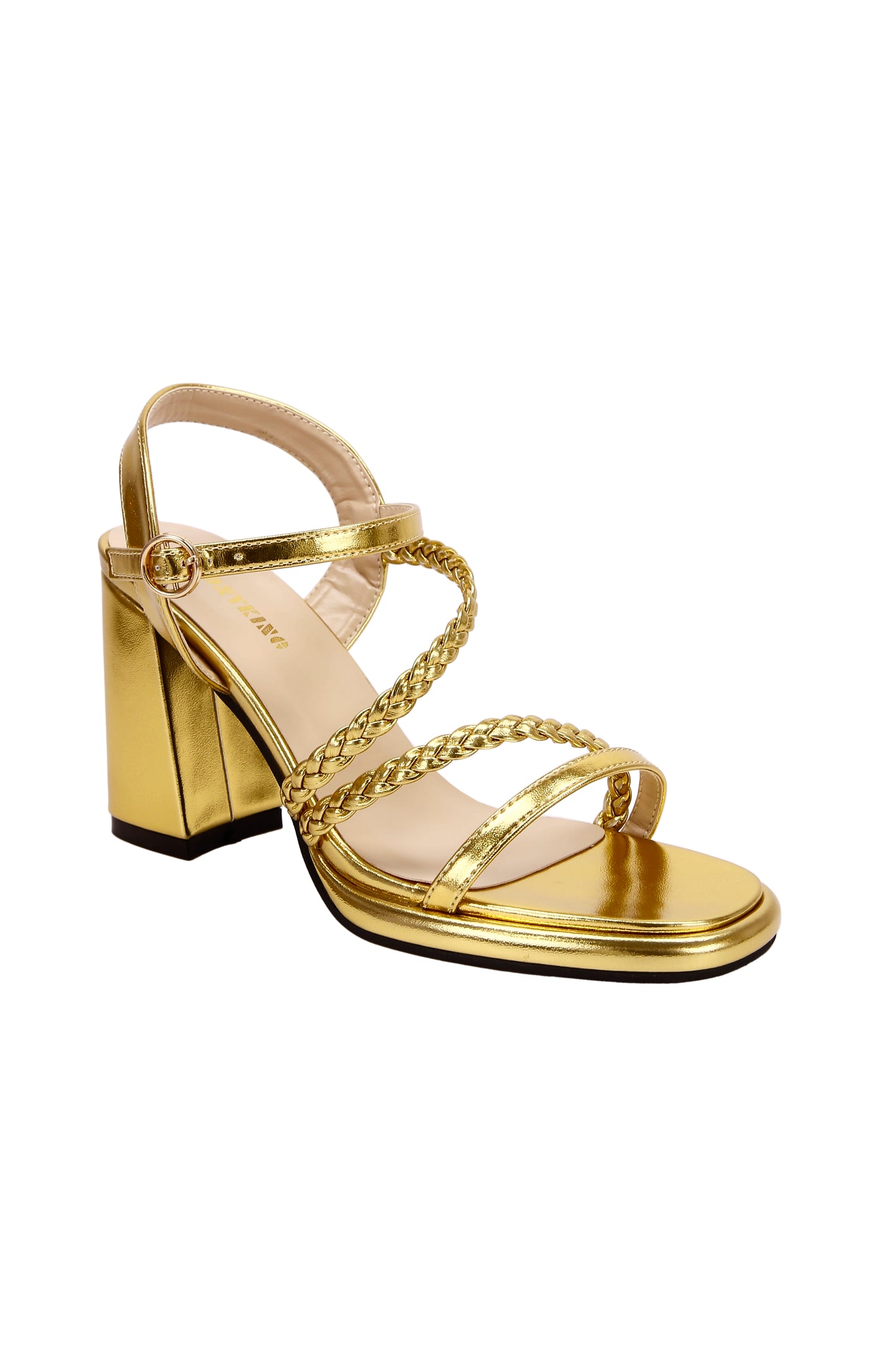 Steven Women's Gold Sandal with Block Heel