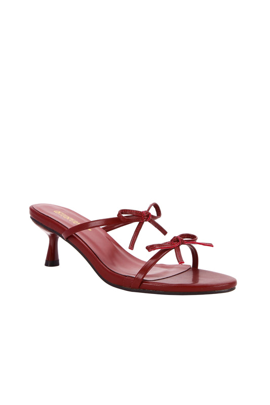 Women's High Heel Fashion Party & Vacation Style Burgundy Angora Red Bow Cocktail High Heels  1161-1