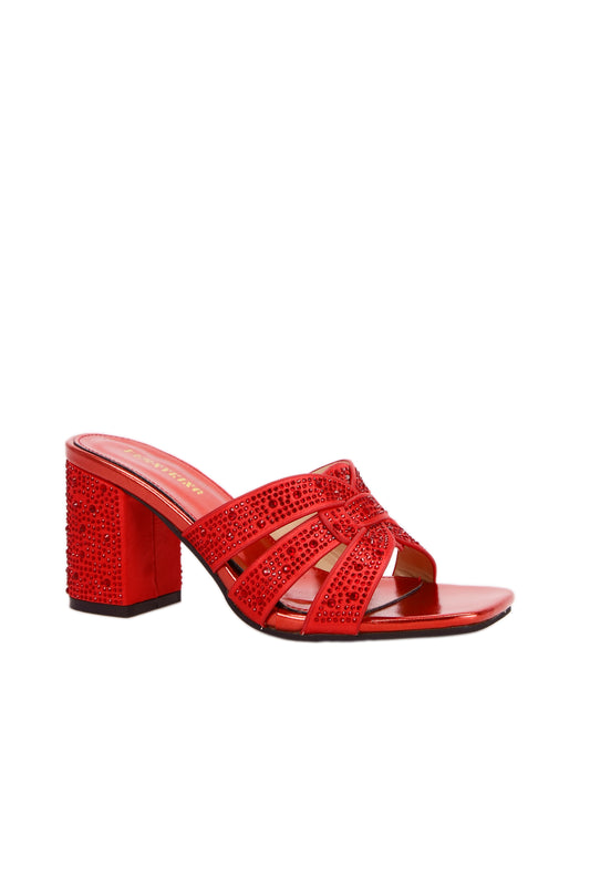 Red diamond high heel sandals for women   9855-1