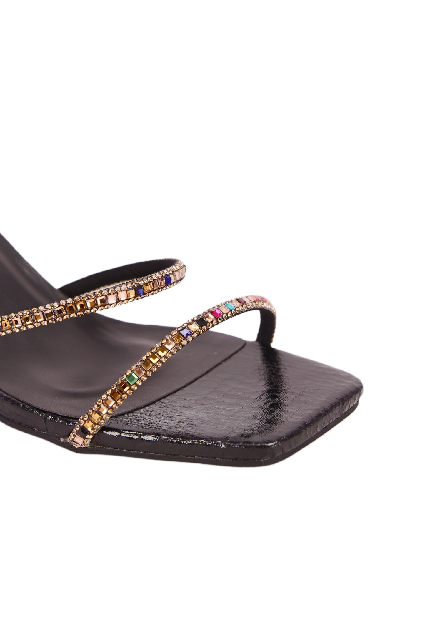 French women's fashion colored diamond mid-heel sandals, ankle strap snakeskin pattern women's shoes 5261-3