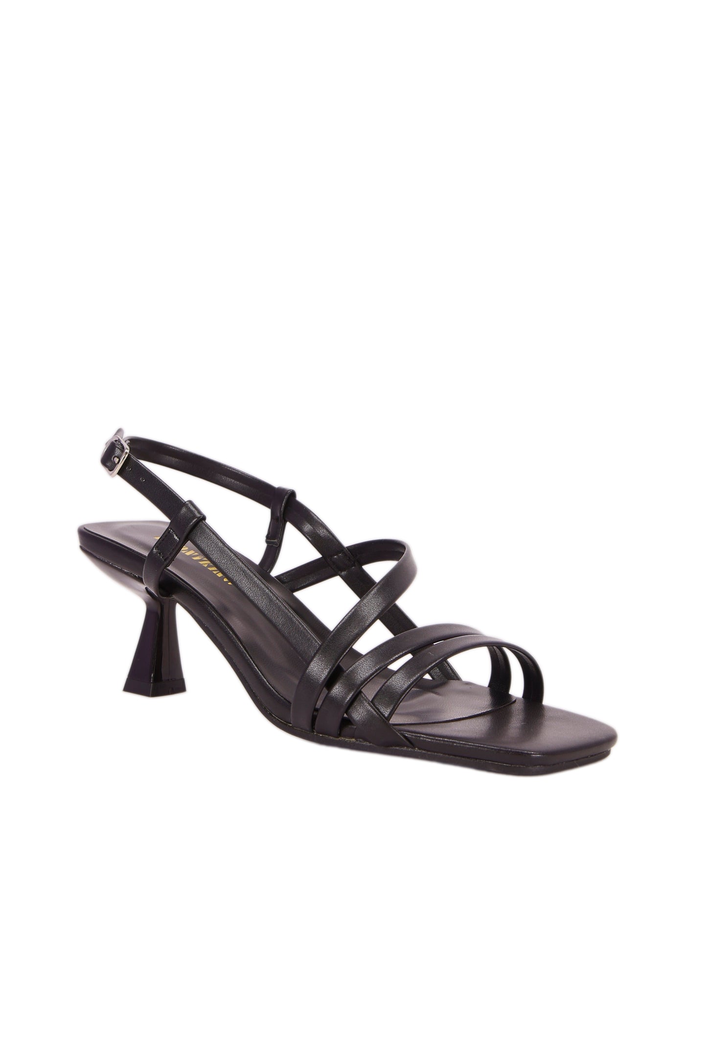 Women's stiletto mid-heel imitation leather sandals, rear ankle strap 8-shaped buckle women's shoes, suitable for urban fashionable women 3128-2