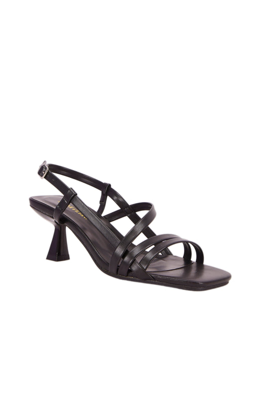 Women's stiletto mid-heel imitation leather sandals, rear ankle strap 8-shaped buckle women's shoes, suitable for urban fashionable women  3128-2