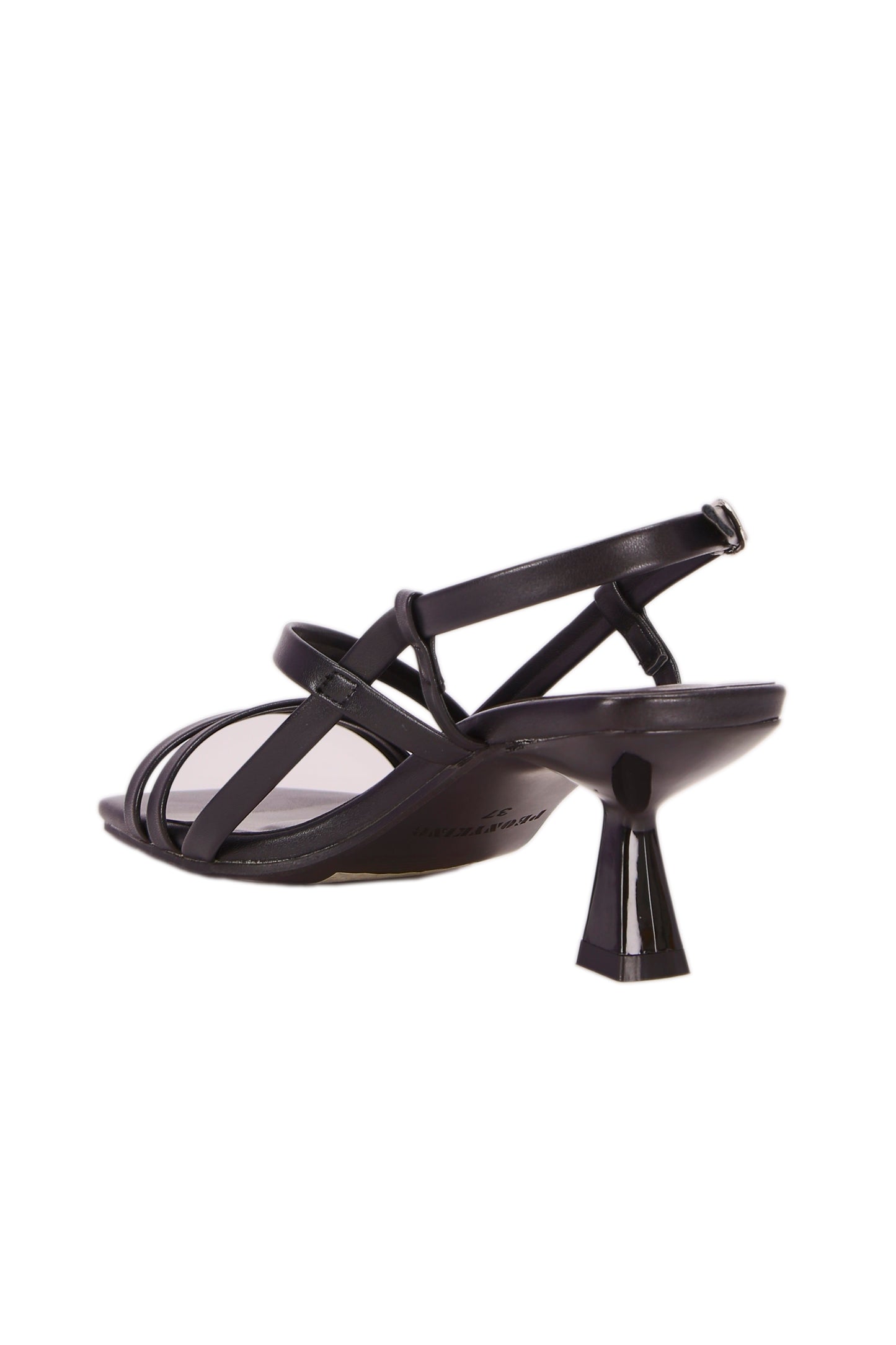Women's stiletto mid-heel imitation leather sandals, rear ankle strap 8-shaped buckle women's shoes, suitable for urban fashionable women 3128-2