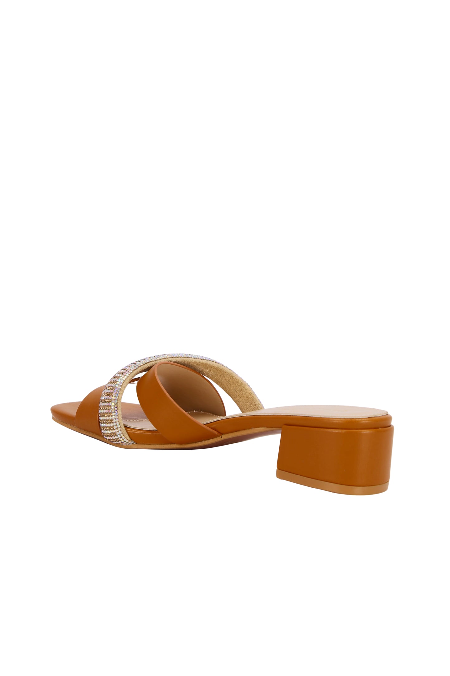 Women's low heel faux leather sandals, thick imitation diamond strap women's shoes 367-2