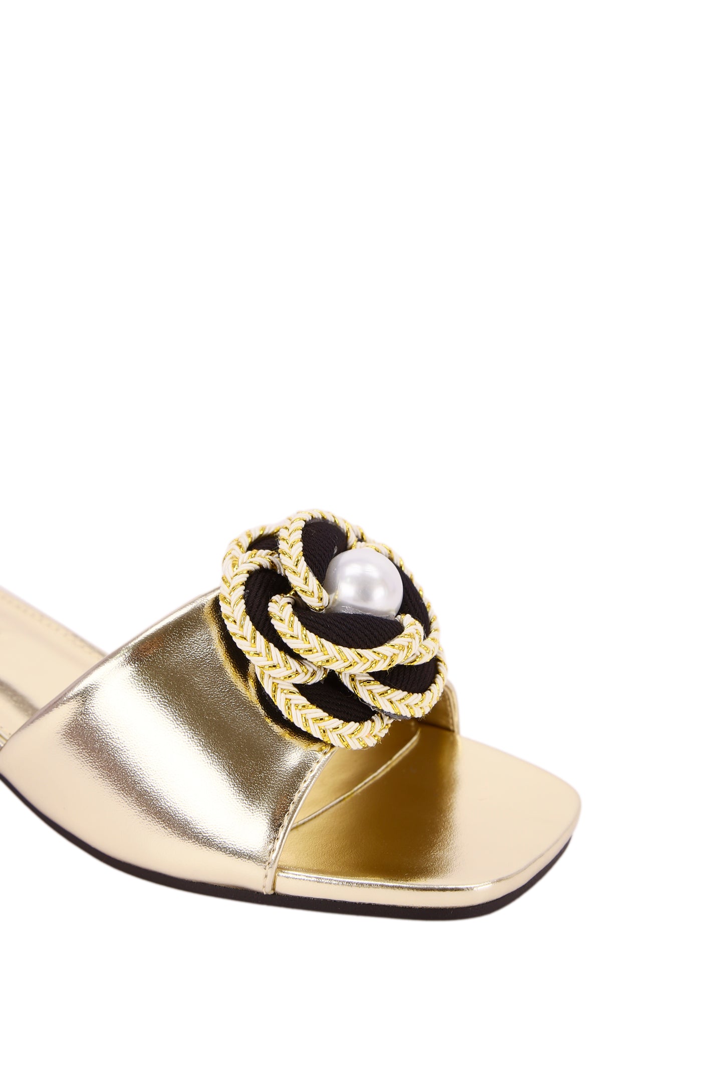 Trapezoidal low heel women slippers, sandals. Metal fabric fashion metal flower with imitation pearls women shoes 3567-1