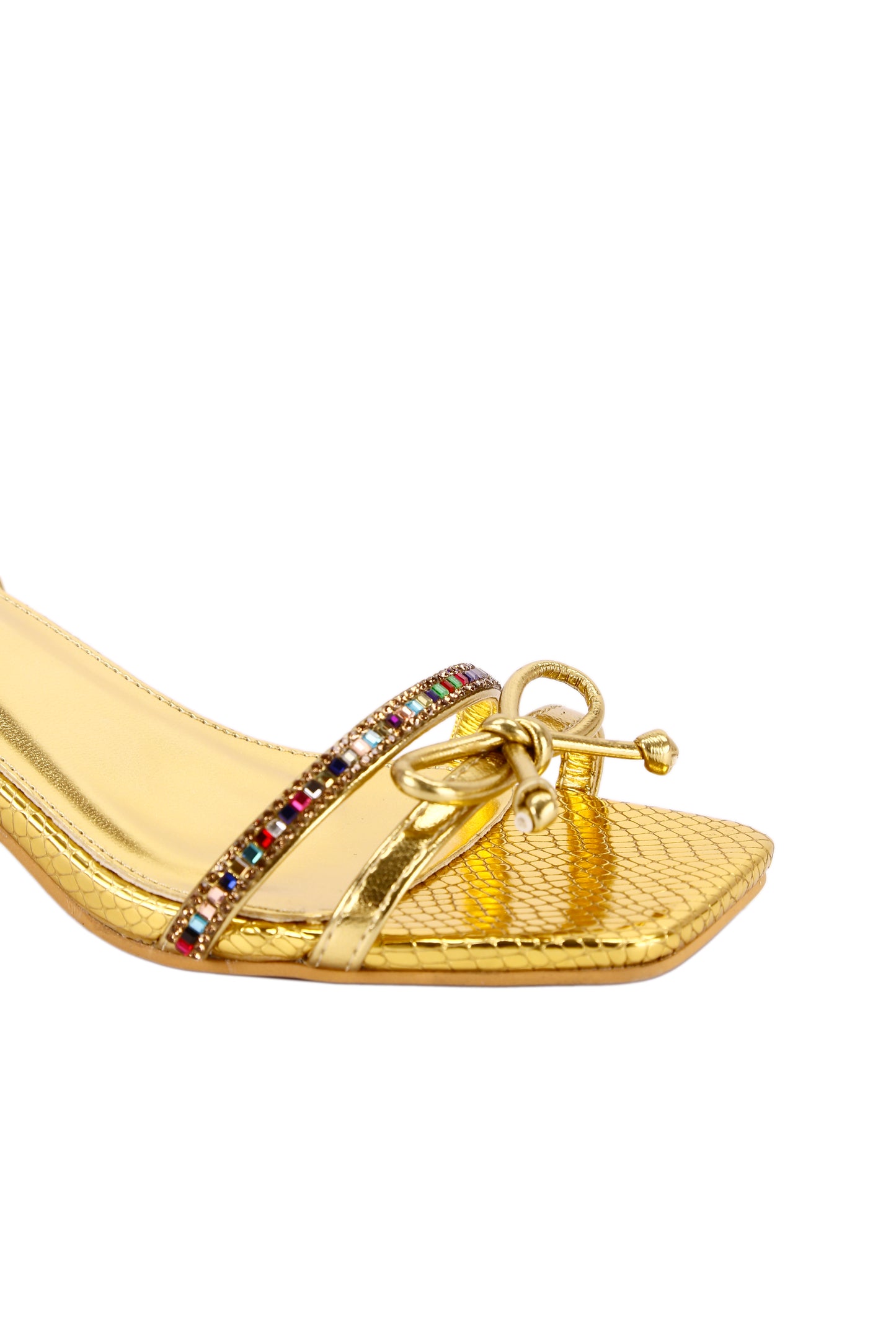 Snake print fabric diamond inlaid fashionable mid-heel women's sandals
7310-1