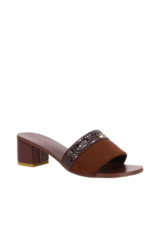 Women's leather sole mid-heel sandals 
 807-9