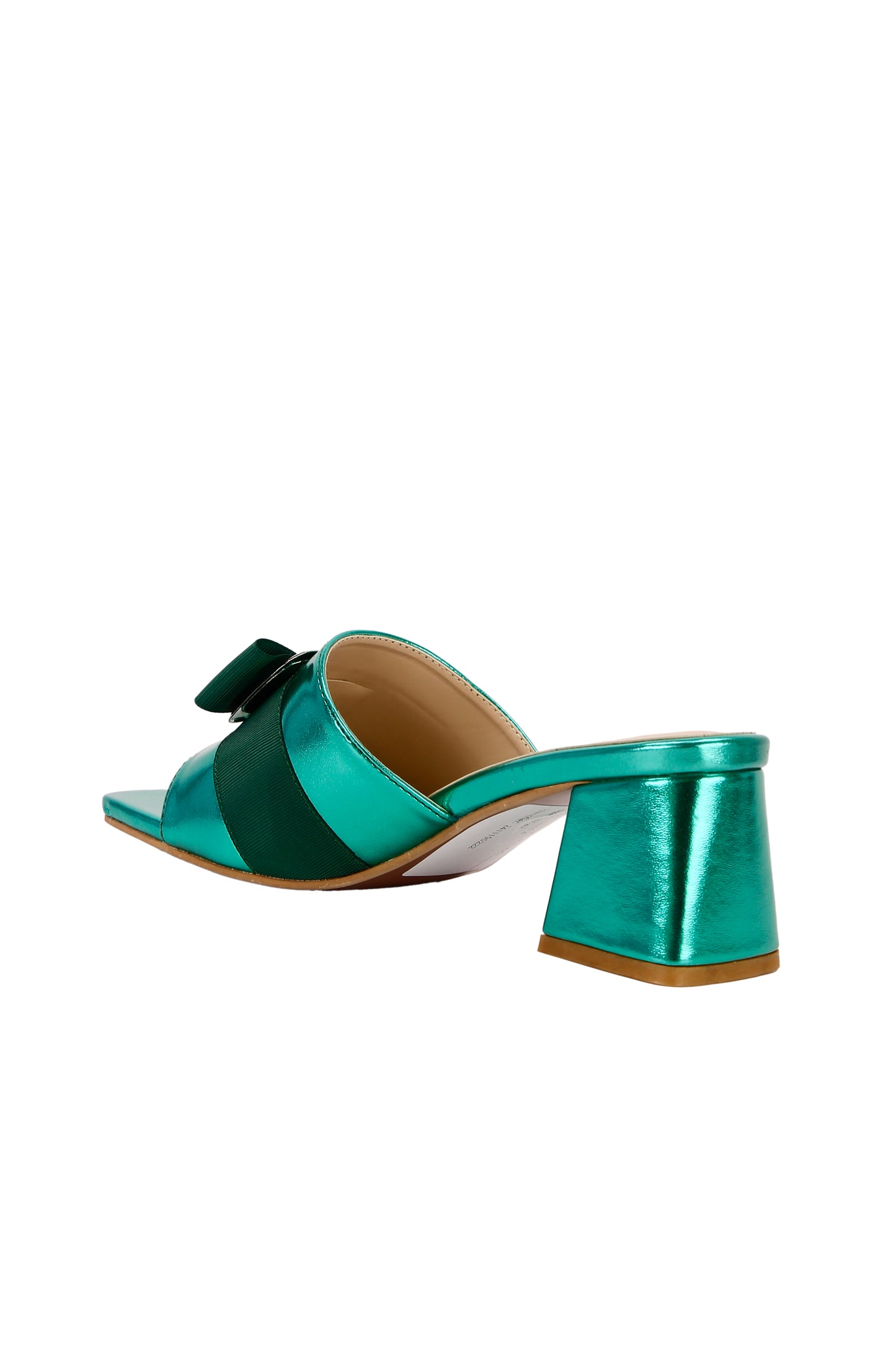 Women's metallic fabric block heel mule sandals, fashionable summer high heel sandals for Valentine's Day 5261-4