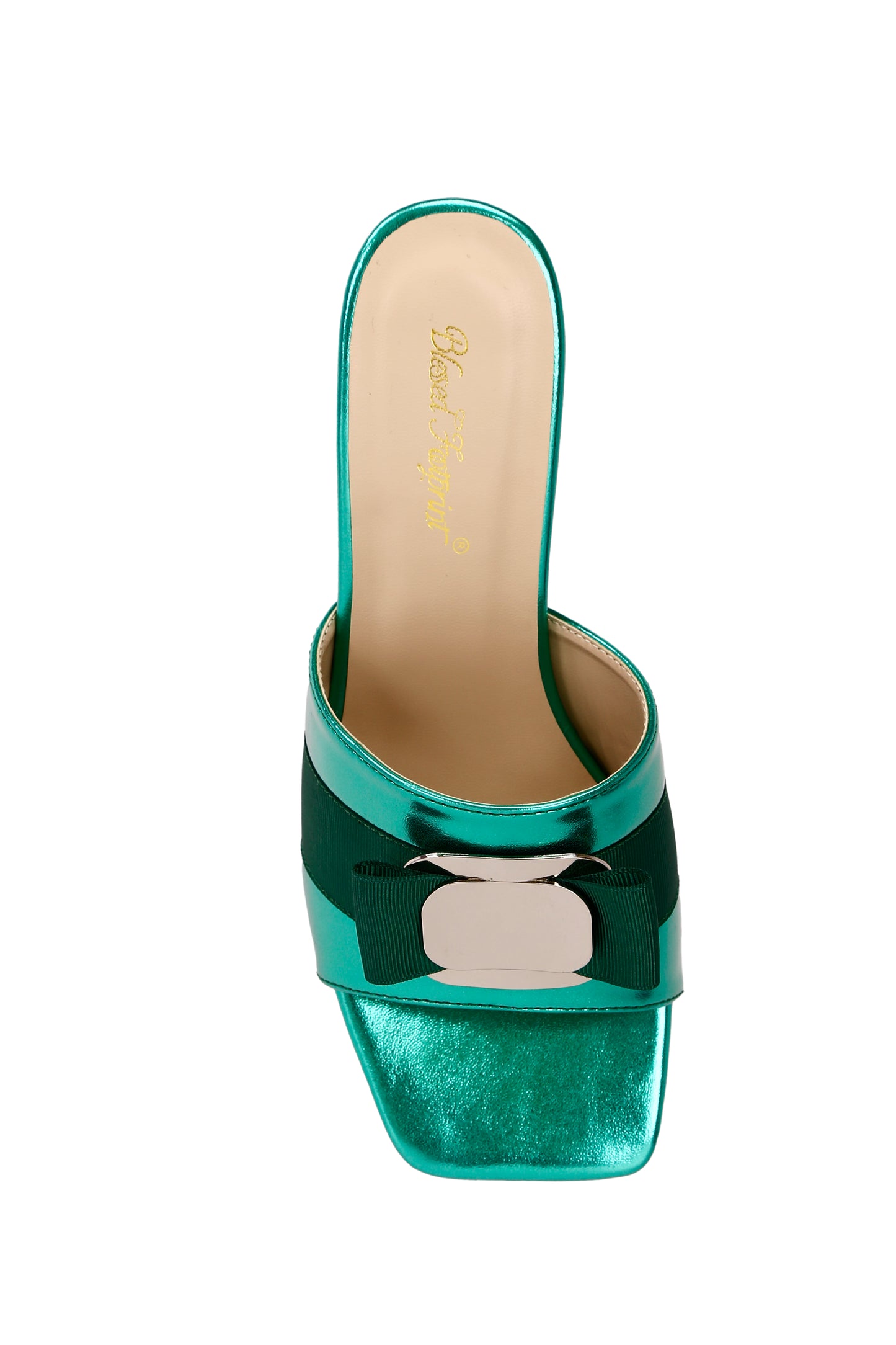 Women's metallic fabric block heel mule sandals, fashionable summer high heel sandals for Valentine's Day 5261-4