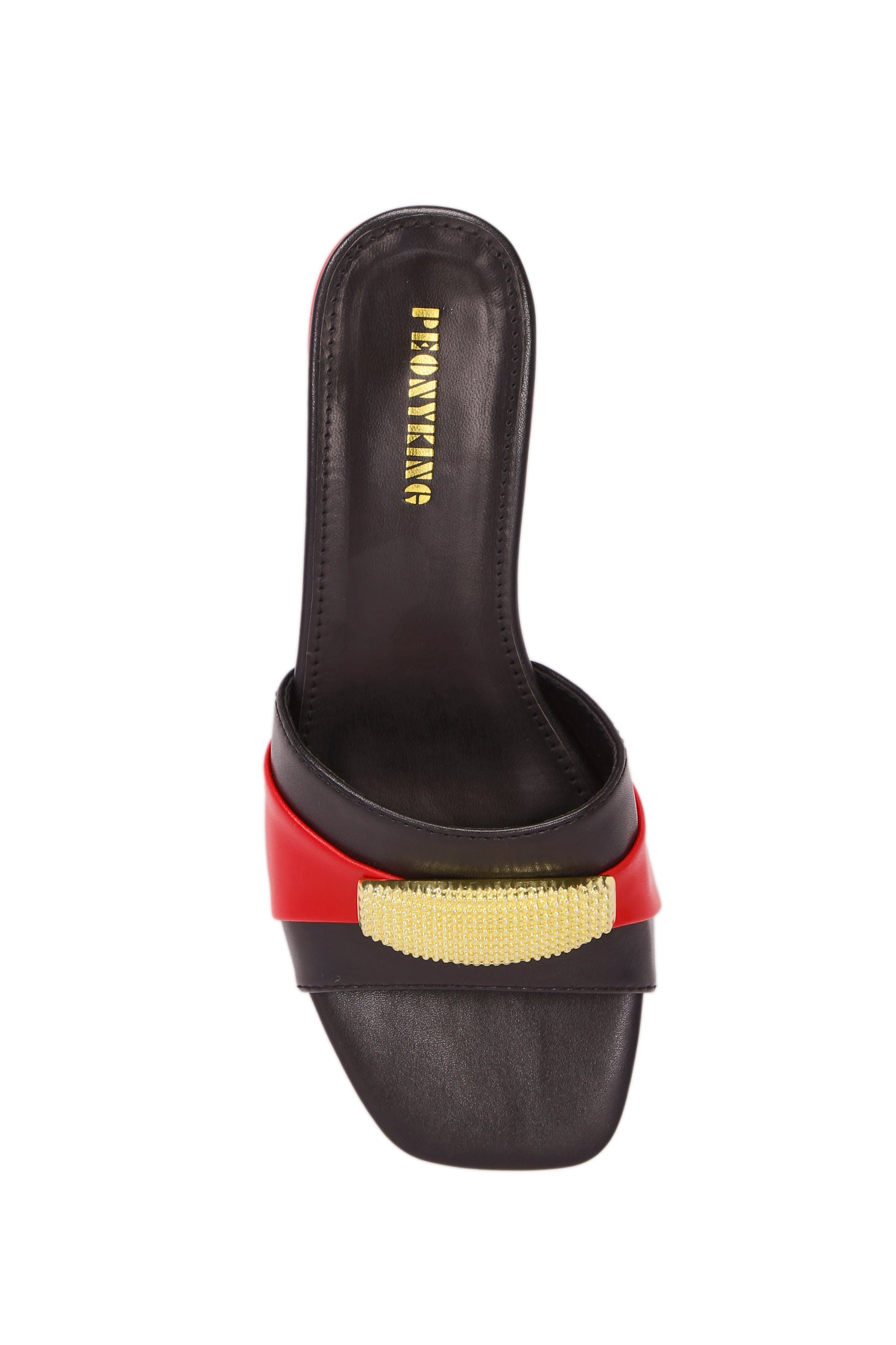Women's fashion metal buckle slippers, sandals, wine red with black low heel non-slip flat shoes for women 367-3