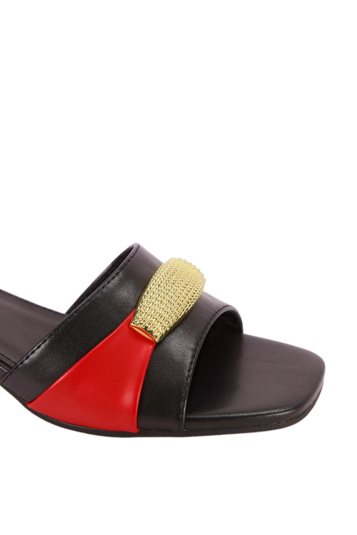 Women's fashion metal buckle slippers, sandals, wine red with black low heel non-slip flat shoes for women 367-3
