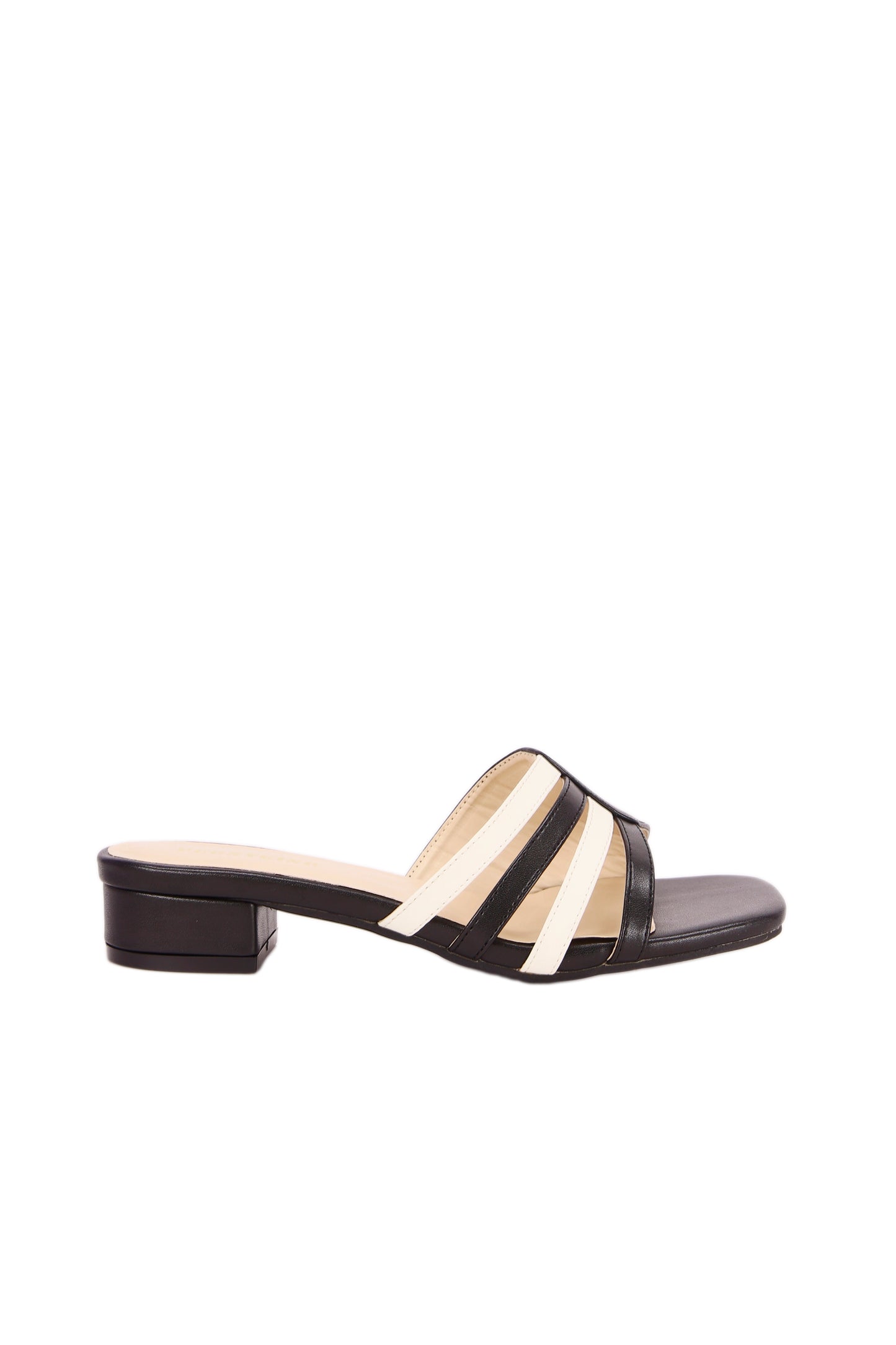 Black and white summer mid-heel women's shoes 9682-4
