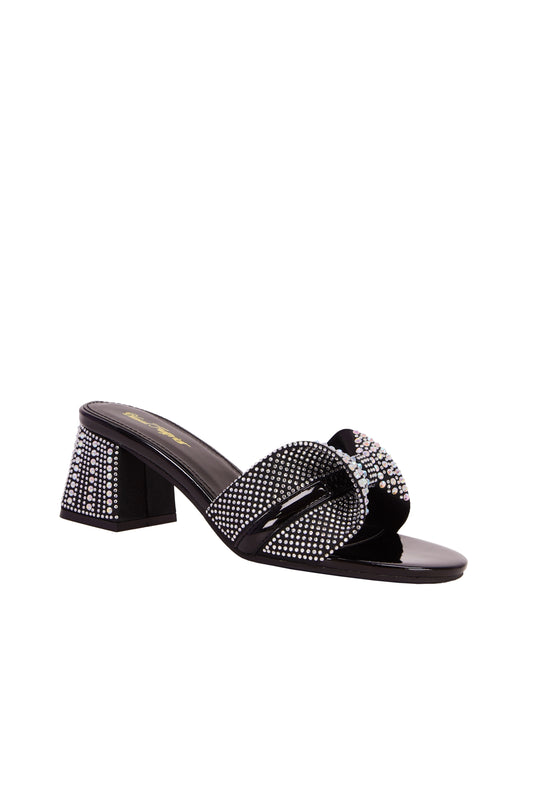 Women's mid-heel imitation leather fashion sandals, no naked straps, imitation diamonds, suitable for leisure and daily life 590-5