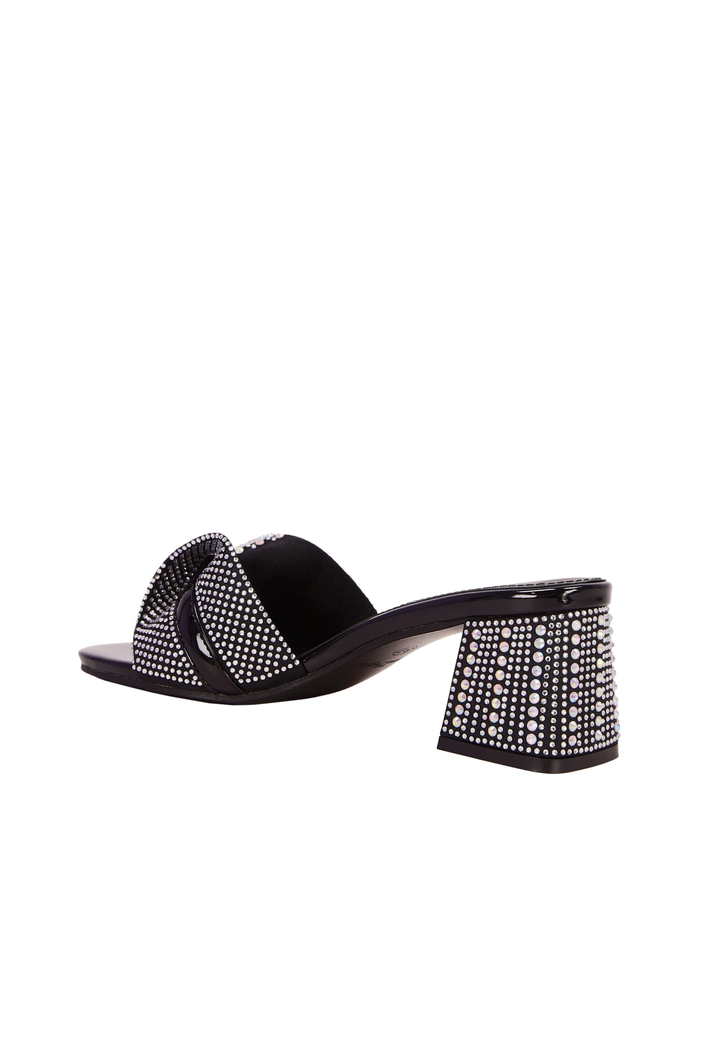 Women's mid-heel imitation leather fashion sandals, no naked straps, imitation diamonds, suitable for leisure and daily life 590-5