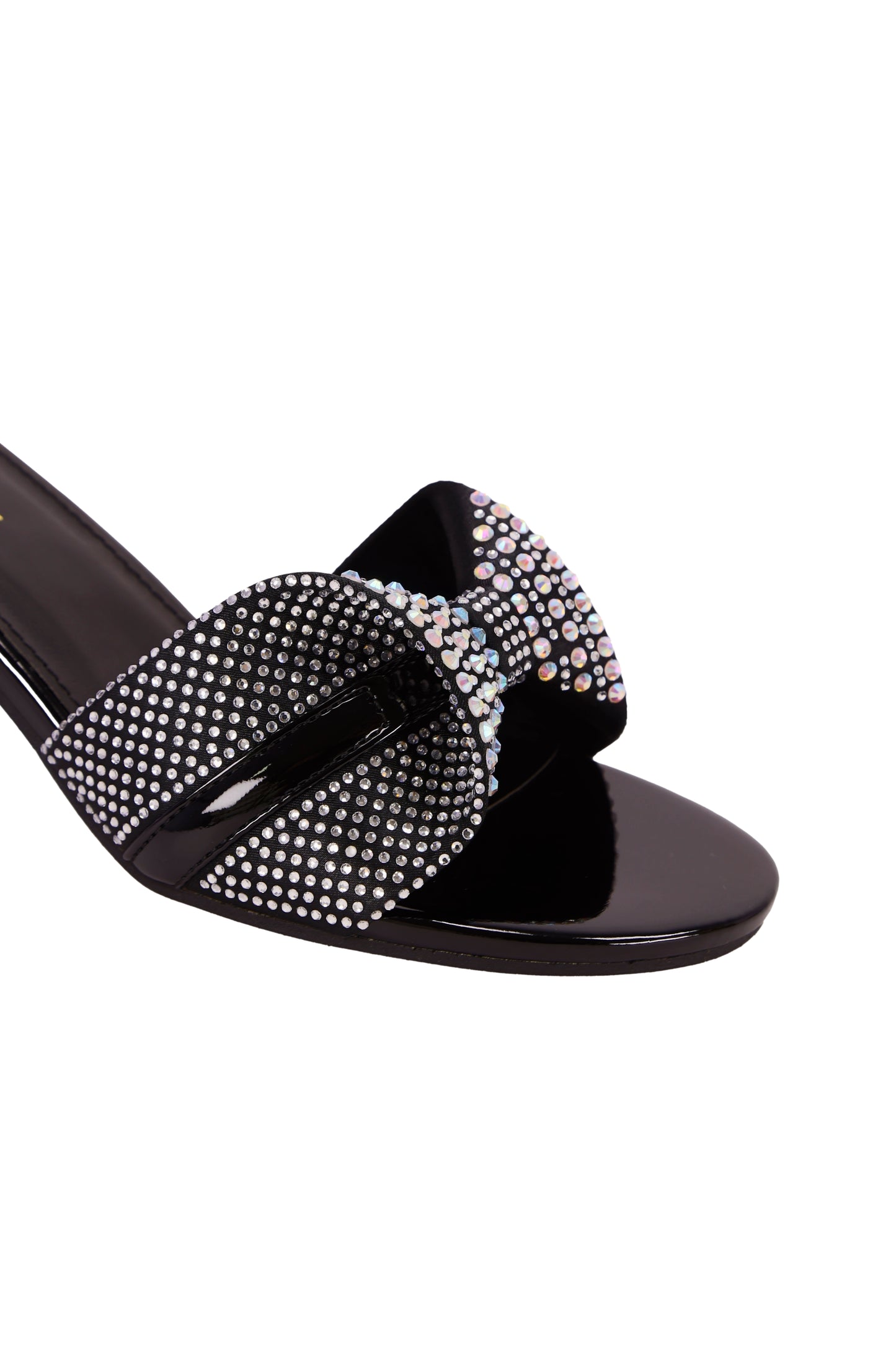 Women's mid-heel imitation leather fashion sandals, no naked straps, imitation diamonds, suitable for leisure and daily life 590-5
