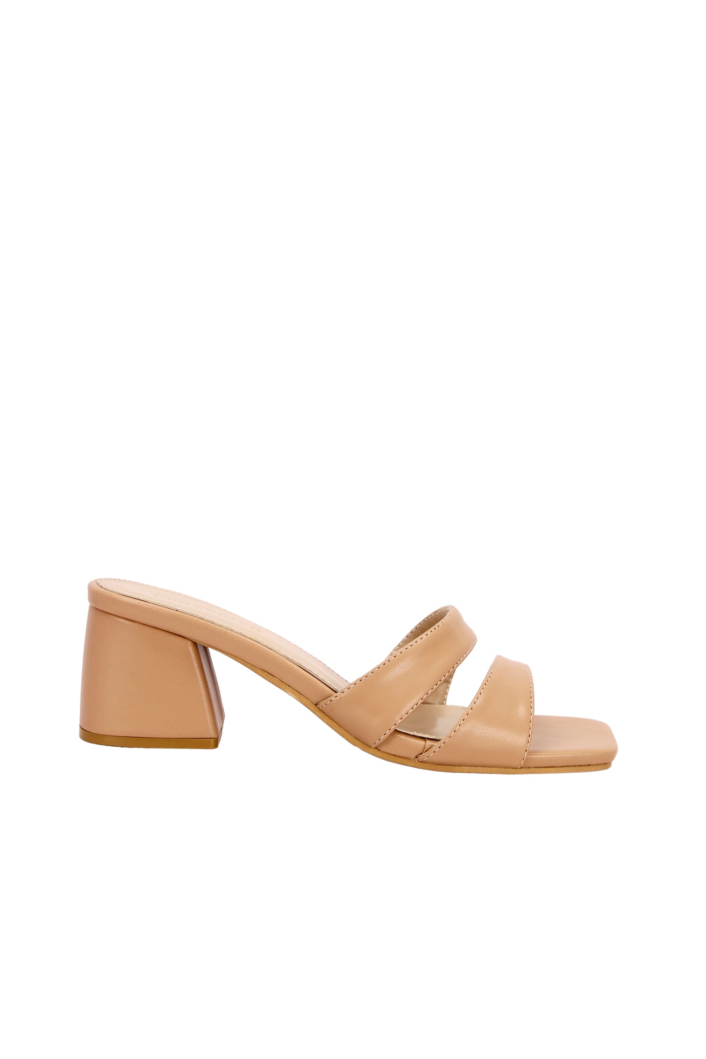 Sexy Square Toe Faux Leather Mid-High Heel Slide Sandals, Fashion Slip-On Thick Heel Summer Slippers 6283-1