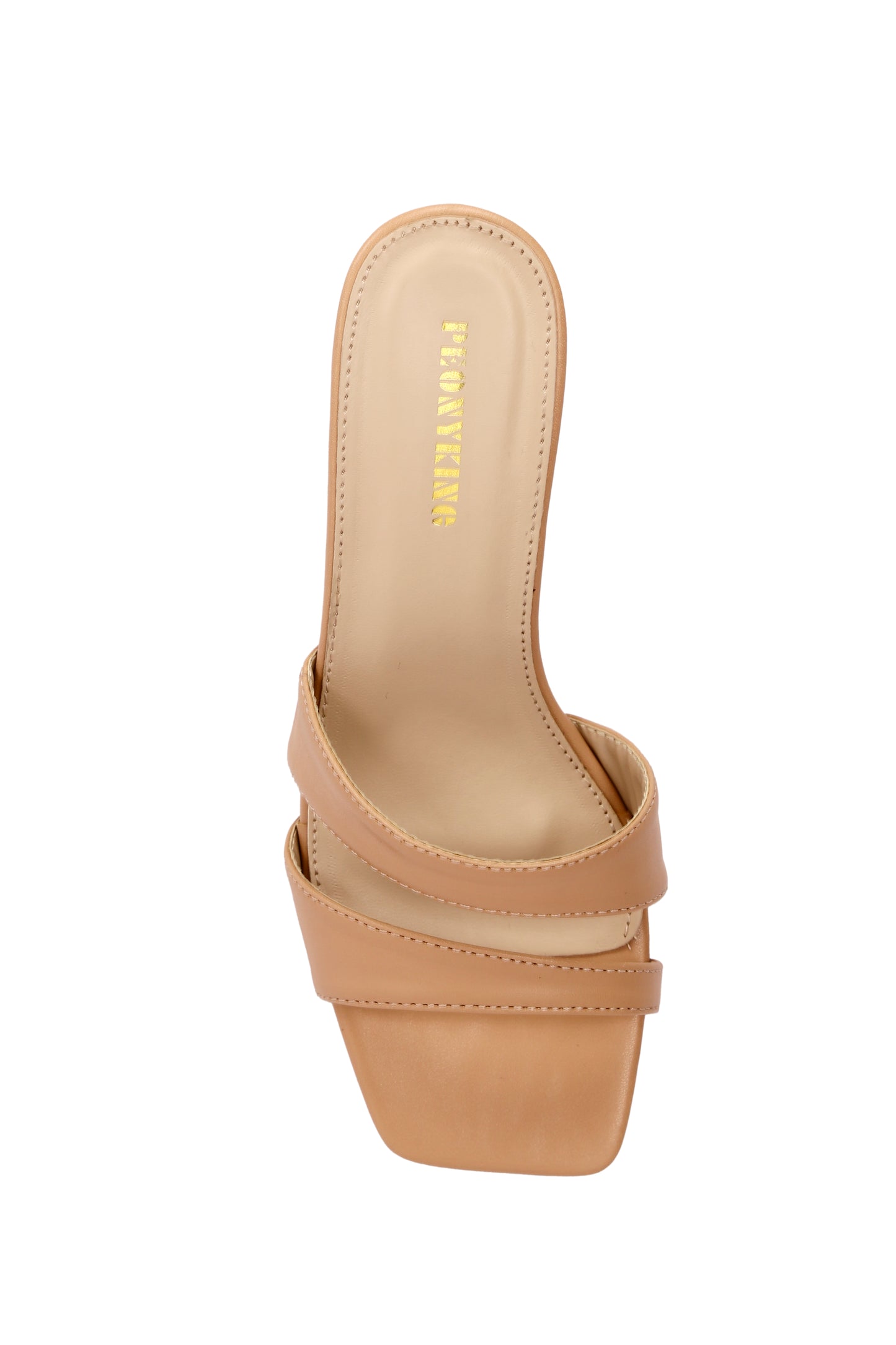 Sexy Square Toe Faux Leather Mid-High Heel Slide Sandals, Fashion Slip-On Thick Heel Summer Slippers 6283-1