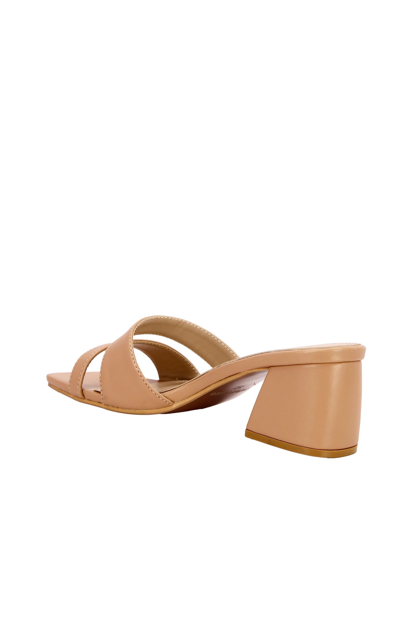 Sexy Square Toe Faux Leather Mid-High Heel Slide Sandals, Fashion Slip-On Thick Heel Summer Slippers 6283-1