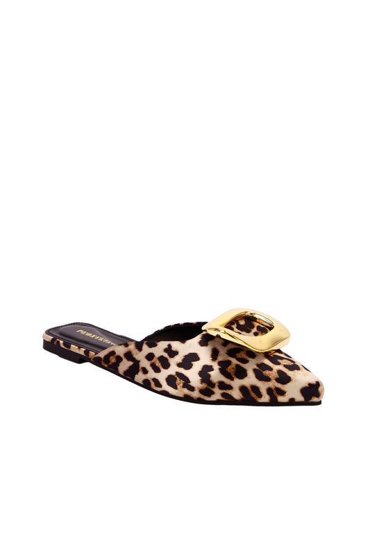 Peonyking leopard print slingback closed toe shoes