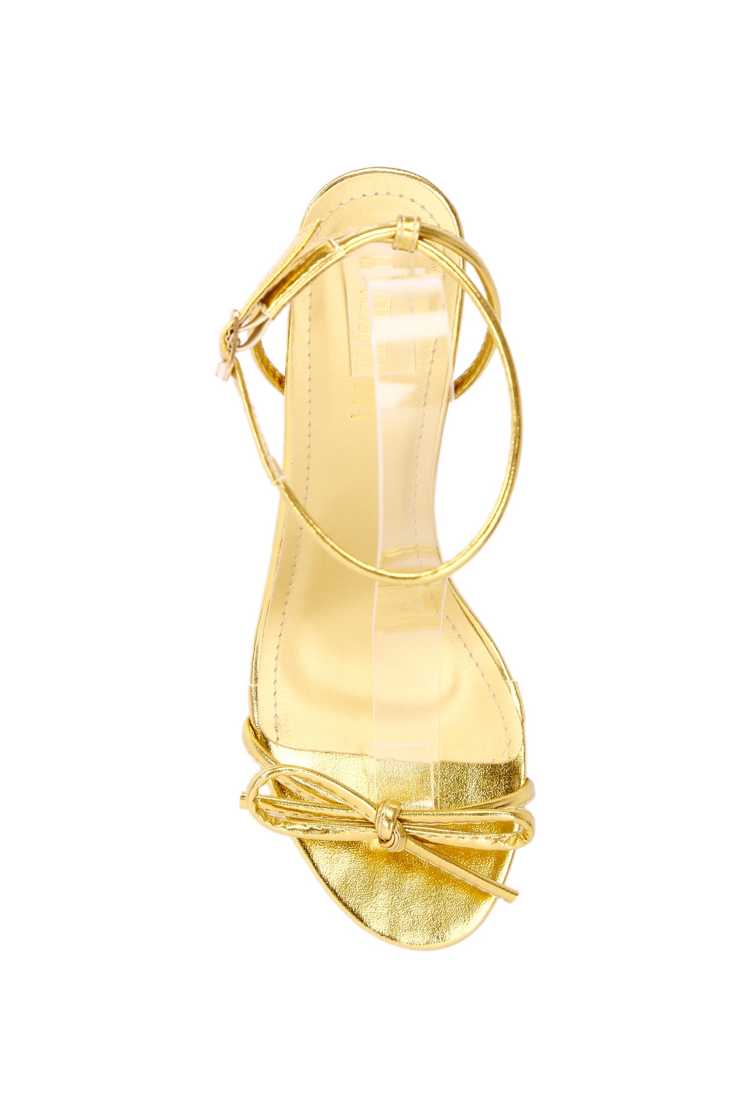 Women's round toe single strap bow ankle stiletto sandals, metal material fashionable shiny high heel women's shoes 233-2
