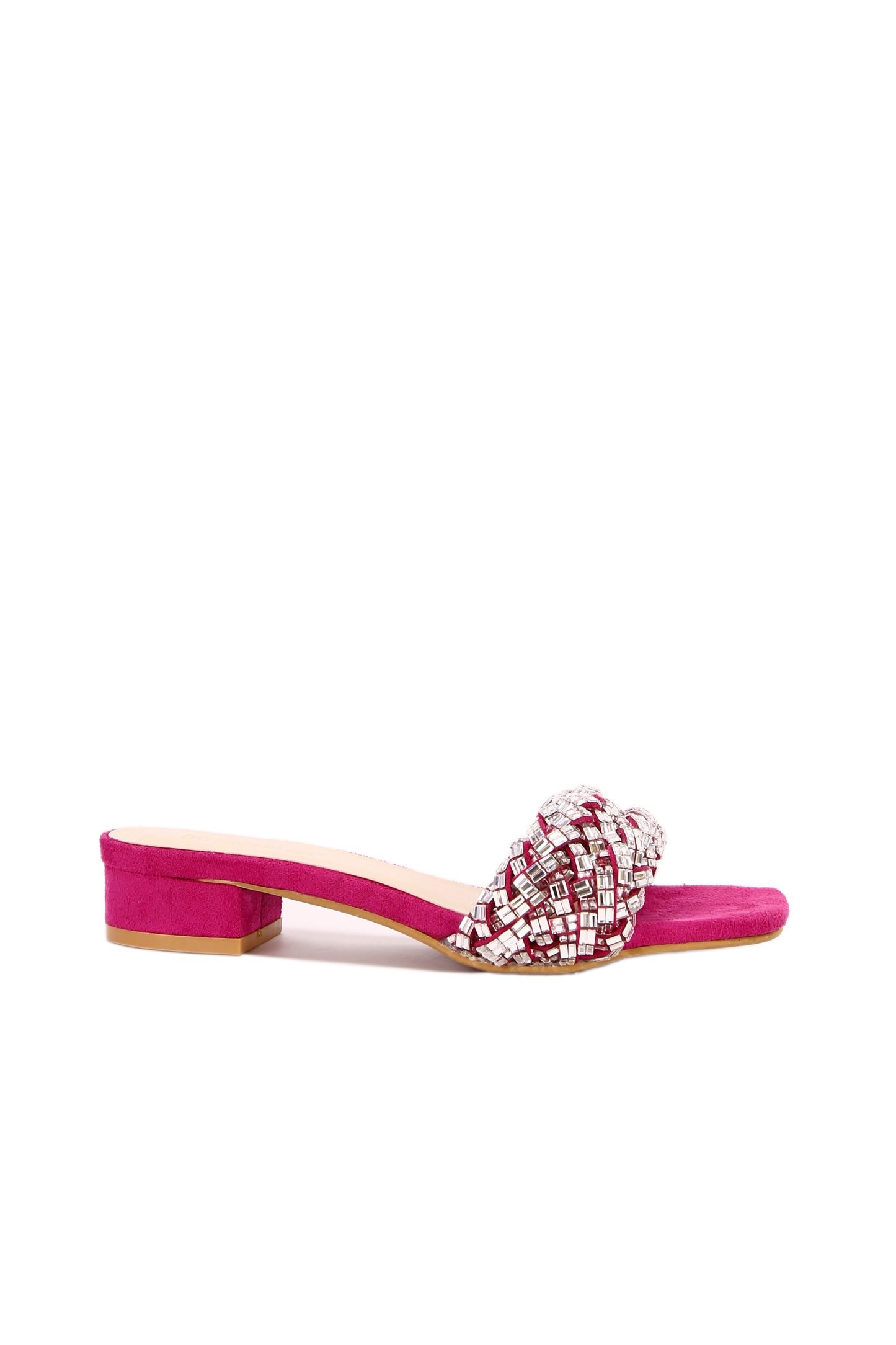 Red nubuck leather diamond-embellished mid-heel women's shoes
9682-9