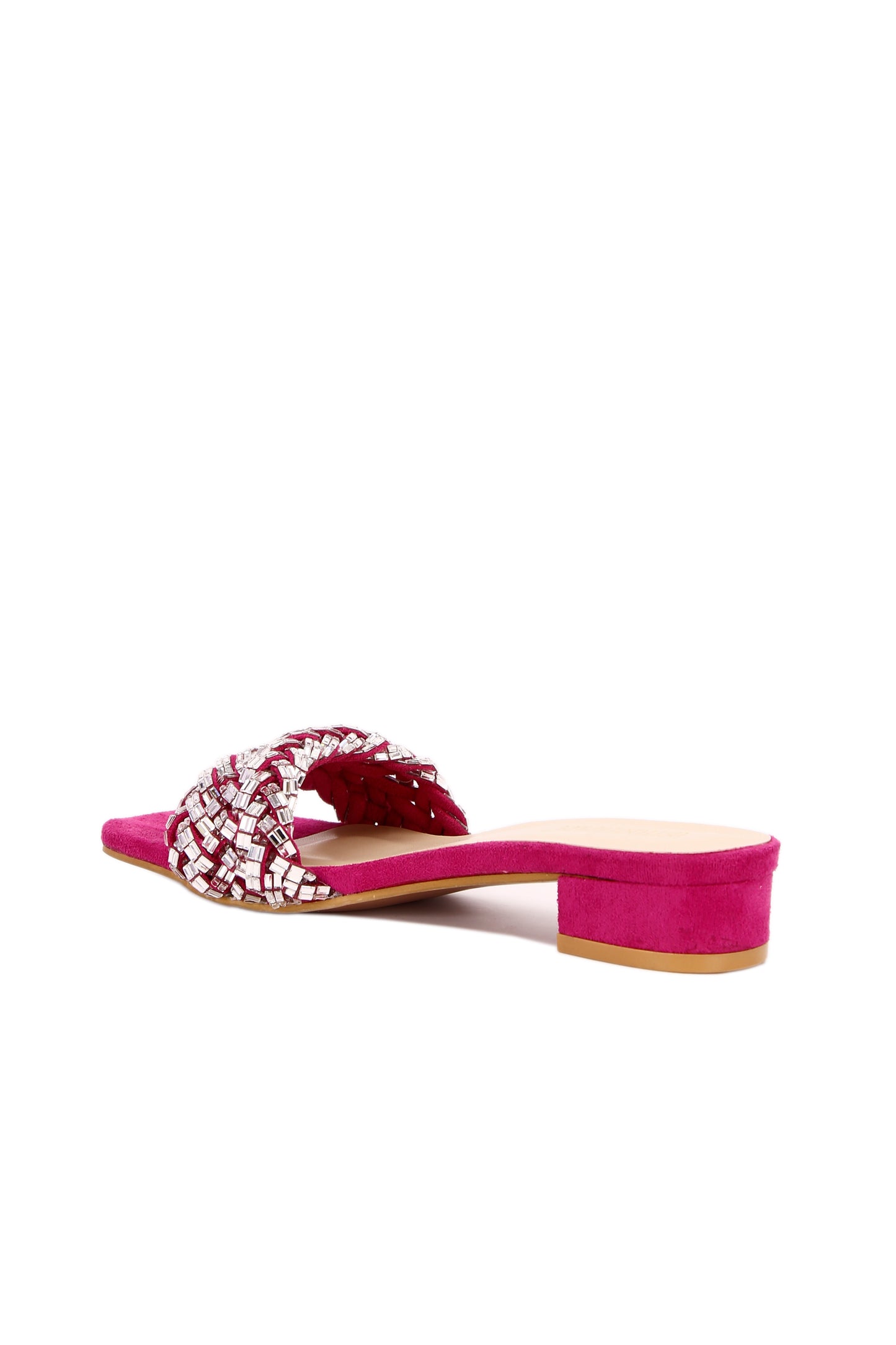 Red nubuck leather diamond-embellished mid-heel women's shoes
9682-9