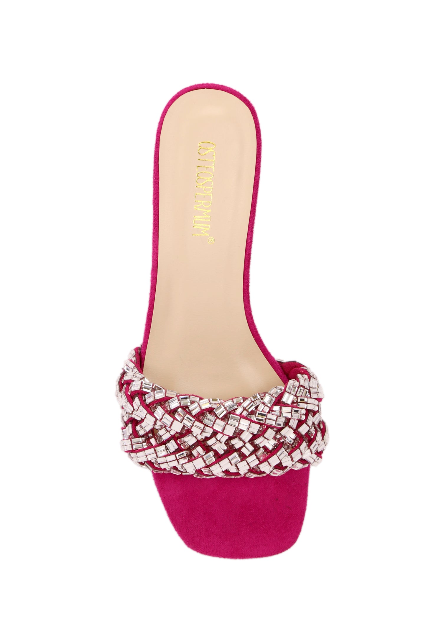 Red nubuck leather diamond-embellished mid-heel women's shoes
9682-9