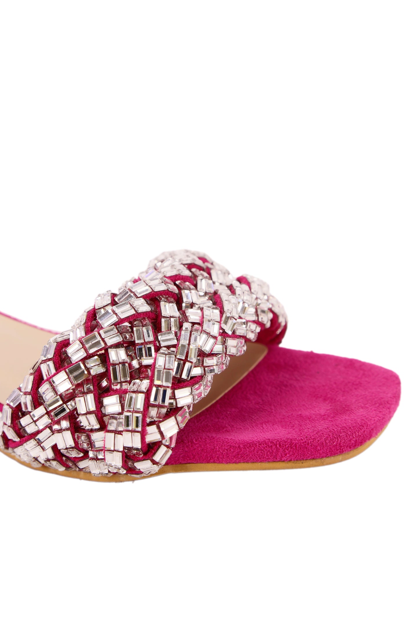 Red nubuck leather diamond-embellished mid-heel women's shoes
9682-9