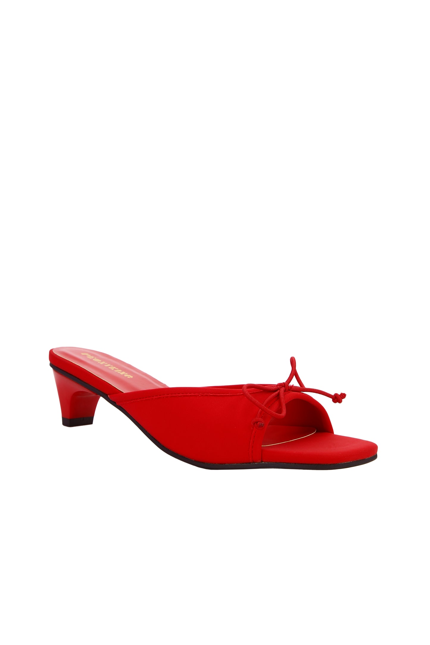 Red New Arrival Square Toe Silk Fabric Open Toe High Heel Sandals, Versatile Minimalist Flat Heels for Women 8530-1