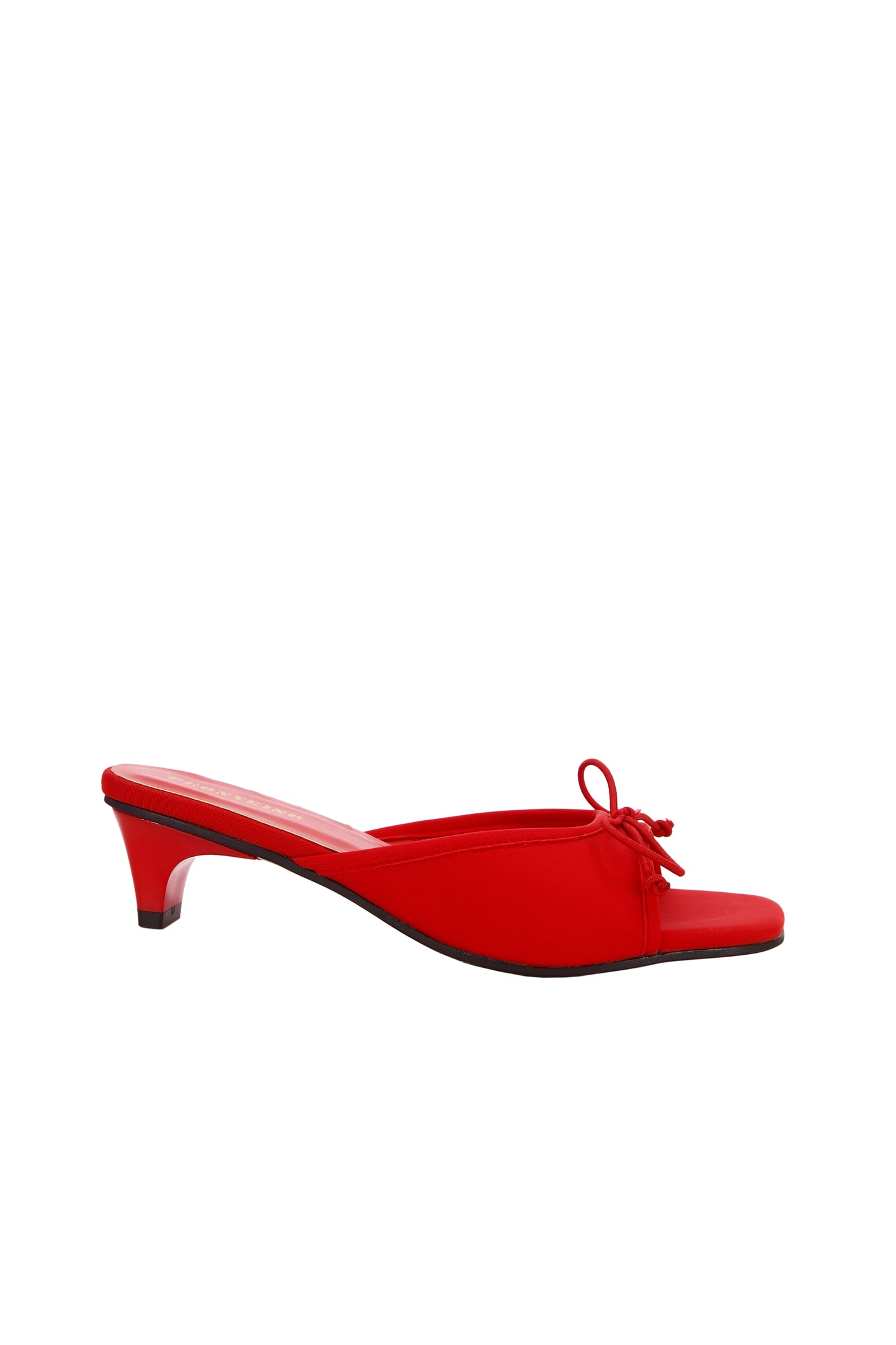 Red New Arrival Square Toe Silk Fabric Open Toe High Heel Sandals, Versatile Minimalist Flat Heels for Women 8530-1