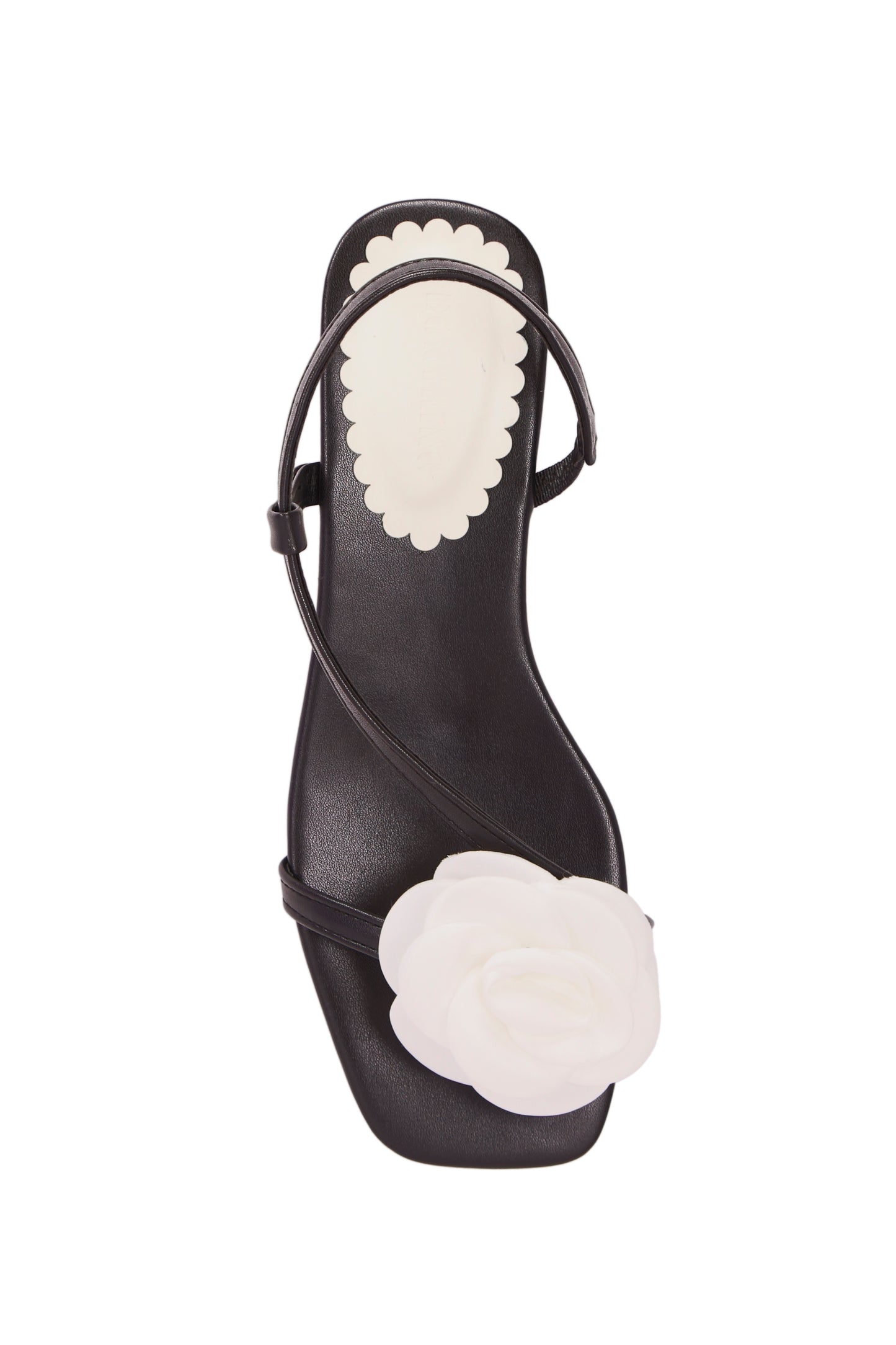 Women's low-heeled imitation leather single-strap sandals, white flower shoes with back ankle strap, suitable for daily work and leisure in the city 2502-1