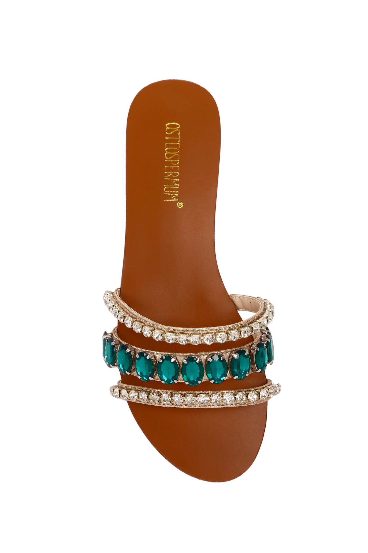 Emerald Gloss Slide Sandals