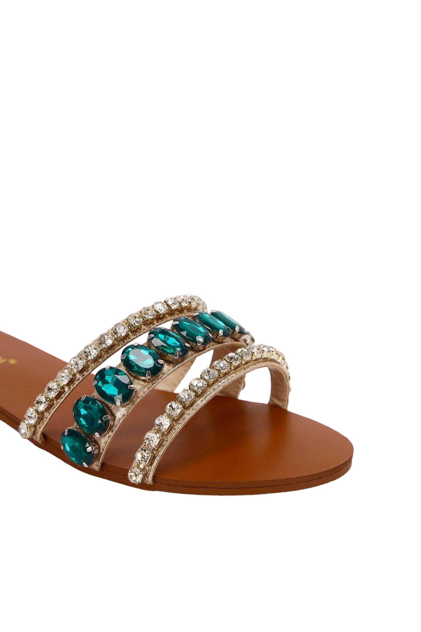 Emerald Gloss Slide Sandals