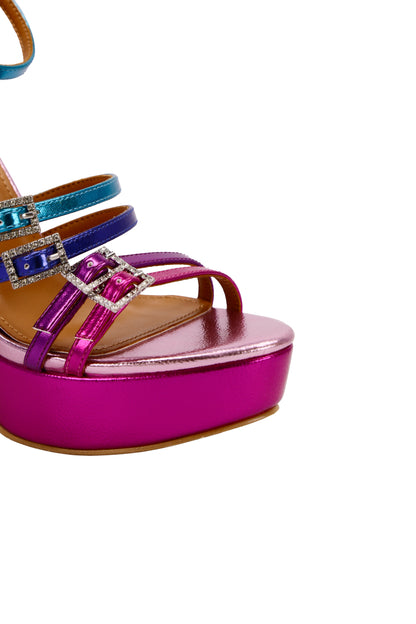 High heels, multi-colored sandals