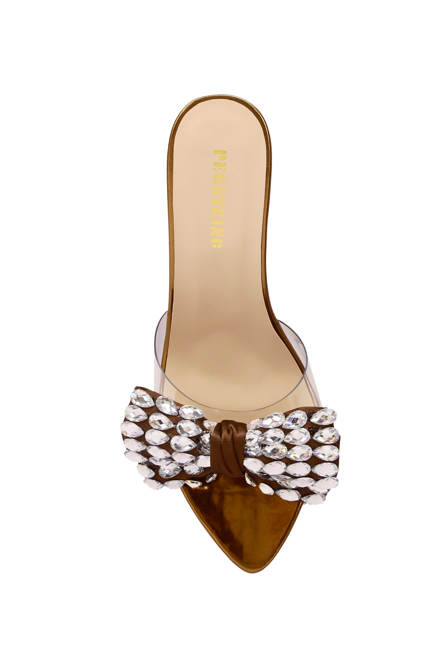 Diamond buckle bow transparent slingback sandals